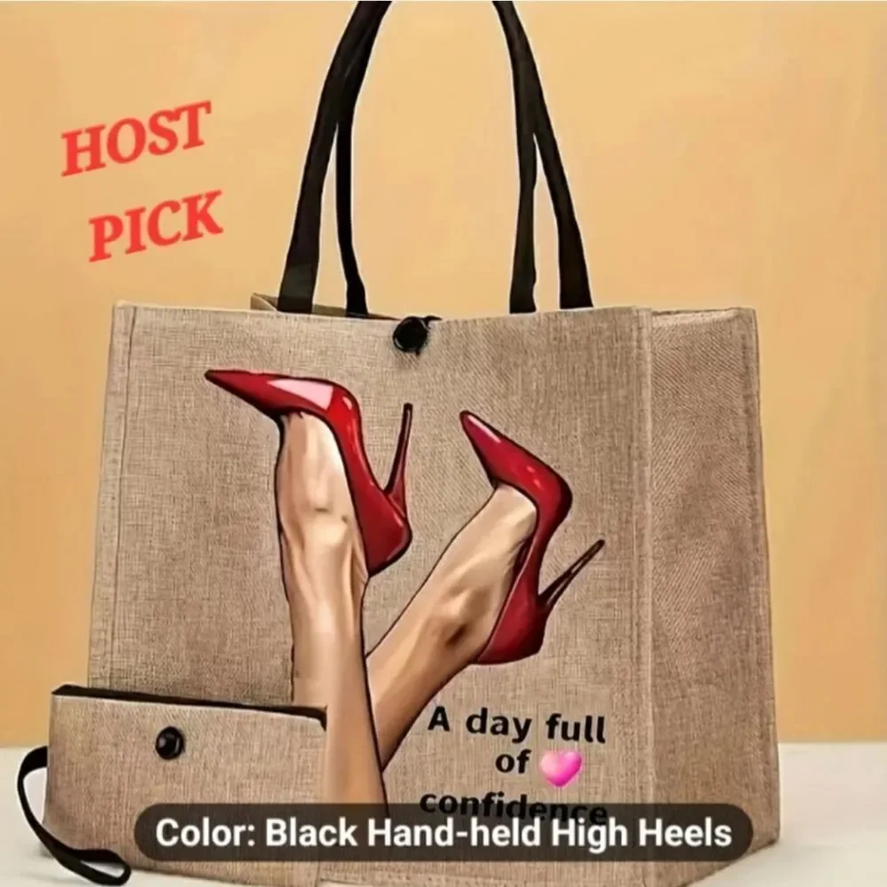 2 Piece burlap tote bag set - Picture 1 of 5